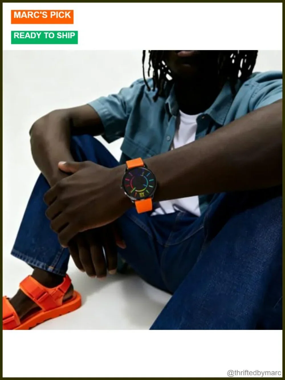 Easy to Read Waterproof Silicone Strap Watch with Rainbow Dial